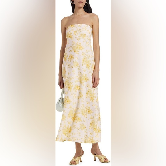 WAYF All Yours Linen Yellow Dress M - Picture 5 of 8
